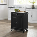 Crosley Furniture Compact Wood Top Small Rolling Cart With Shelves, Microwave Stand With Towel Rack, Cherry