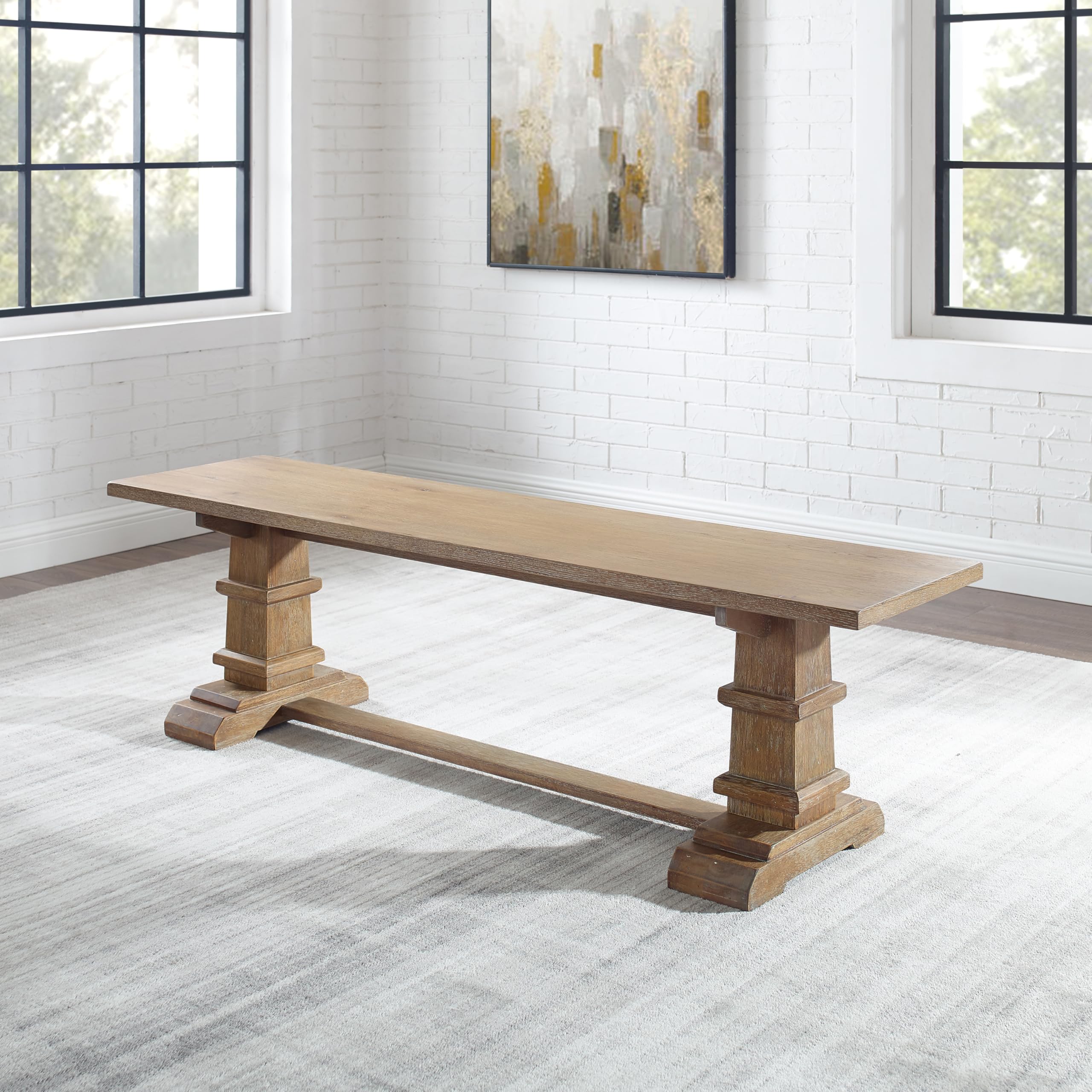Crosley Furniture Joanna Wood Dining Bench for Entryway or Mudroom, Rustic Brown