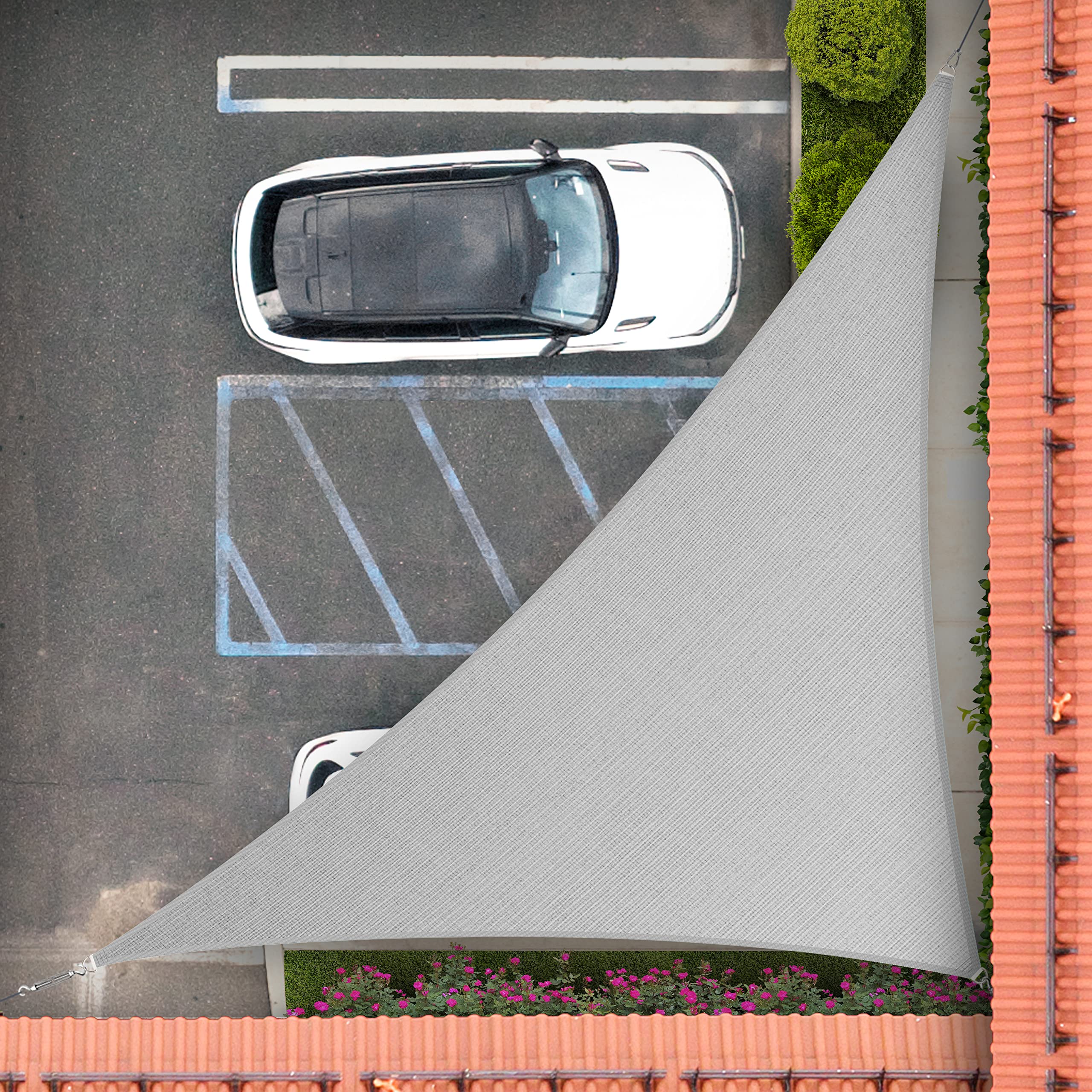 Royal Shade 20' X 20' X 28.3' Grey Right Triangle Sun Shade Sail Canopy Outdoor Patio Fabric Screen Rstaprt20 - Upf50+ 95% Uv Bl