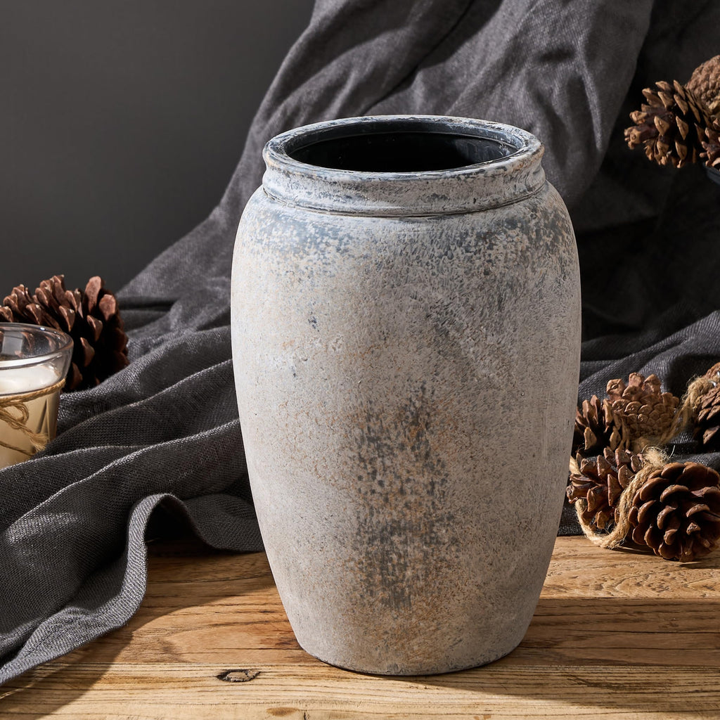Porcer 8.2 Inch Ceramic Vase, Terracotta Rustic Vase Farmhouse Decorative Vase Boho Decor, Ceramic Vases For Home Decor, Living