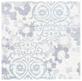 Safavieh Adirondack Collection Area Rug - 8 Square, Ivory & Grey, Floral Glam Damask Distressed Design, Ideal for High Traffic 