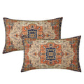 Aztec Terracotta Boho Lumbar Pillow Covers 12X20 Inch Vintage Rust Retro Carpet Rectangle Throw Pillows Small Pillowcases Farmho