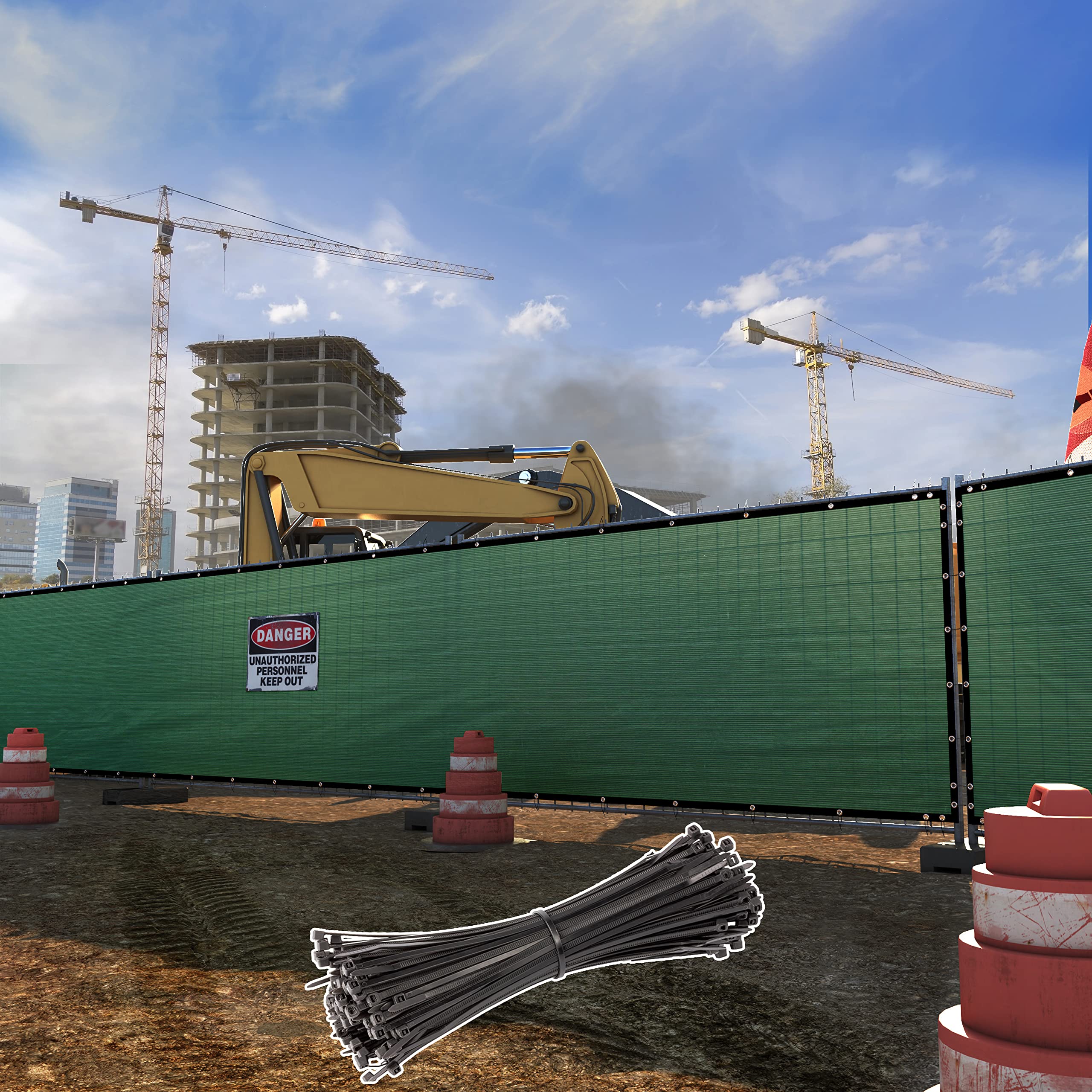 Shademart 6' X 13' Green Fence Privacy Screen Windscreen Shade Fabric Cloth Hdpe, 90% Visibility Blockage, With Grommets, Heavy