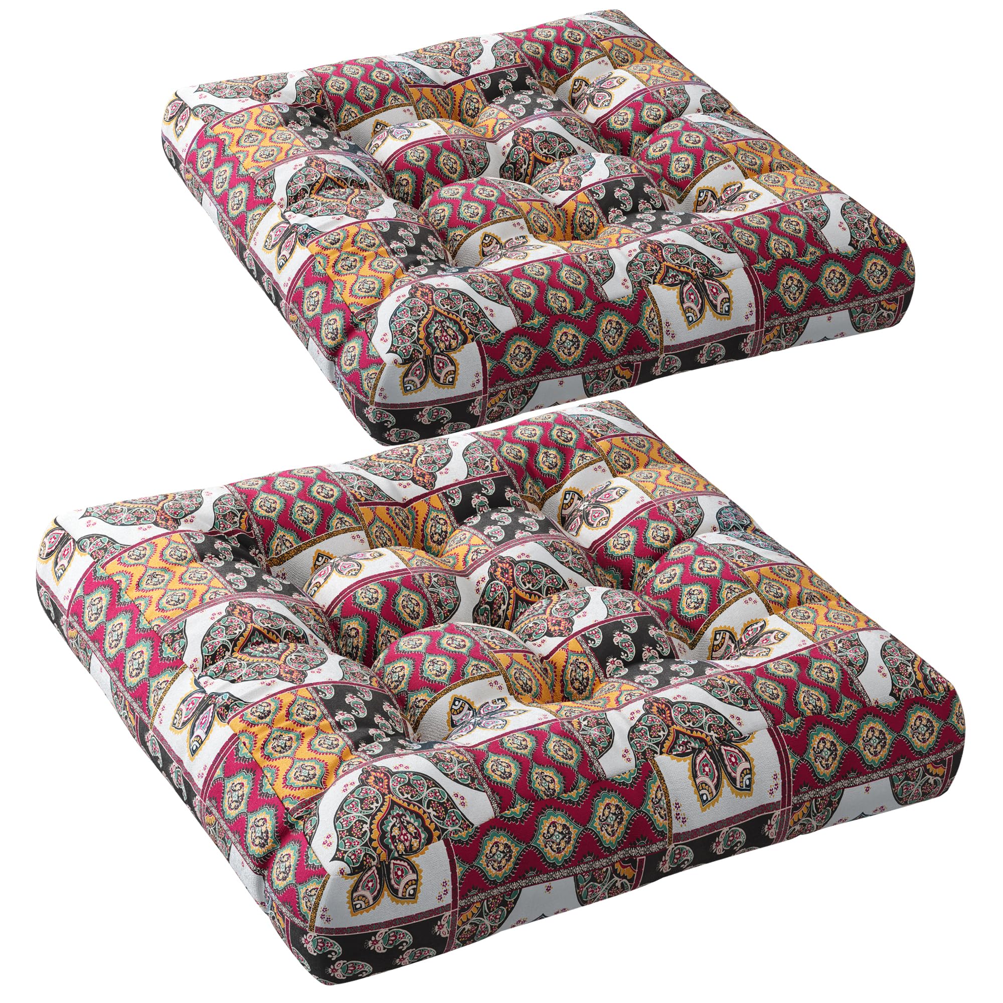 Codi Meditation Floor Cushions Set Of 2, Large Pillow Sitting For Adults And Kids, Bohemian Seats For Reading Yoga Living Room T