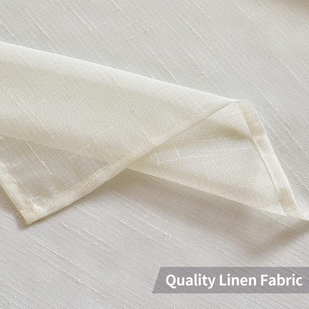 Miulee 2 Panels Natural Linen Look Textured Sheer Curtains Elegant Solid Ivory Drapes Grommet Top Window Voile Panels For Bedroo
