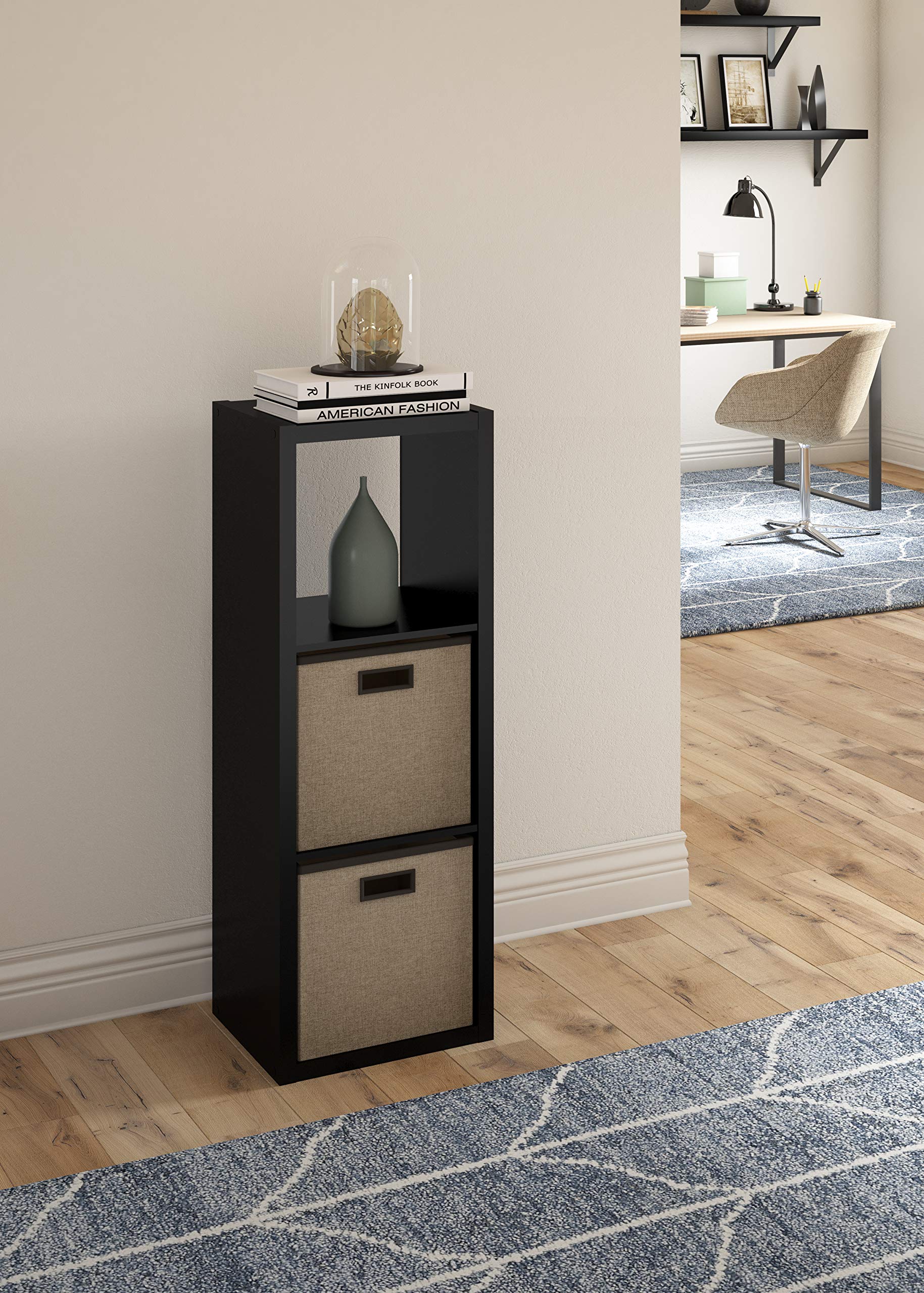 Closetmaid 4548 Decorative Open Back 3-Cube Storage Organizer, Black