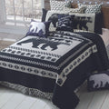 Virah Bella 3 Piece Queen Lodge Quilt Bedding Set - Moon Bear - Rustic Cabin Country Reversible Camping Comforter Set With Decor
