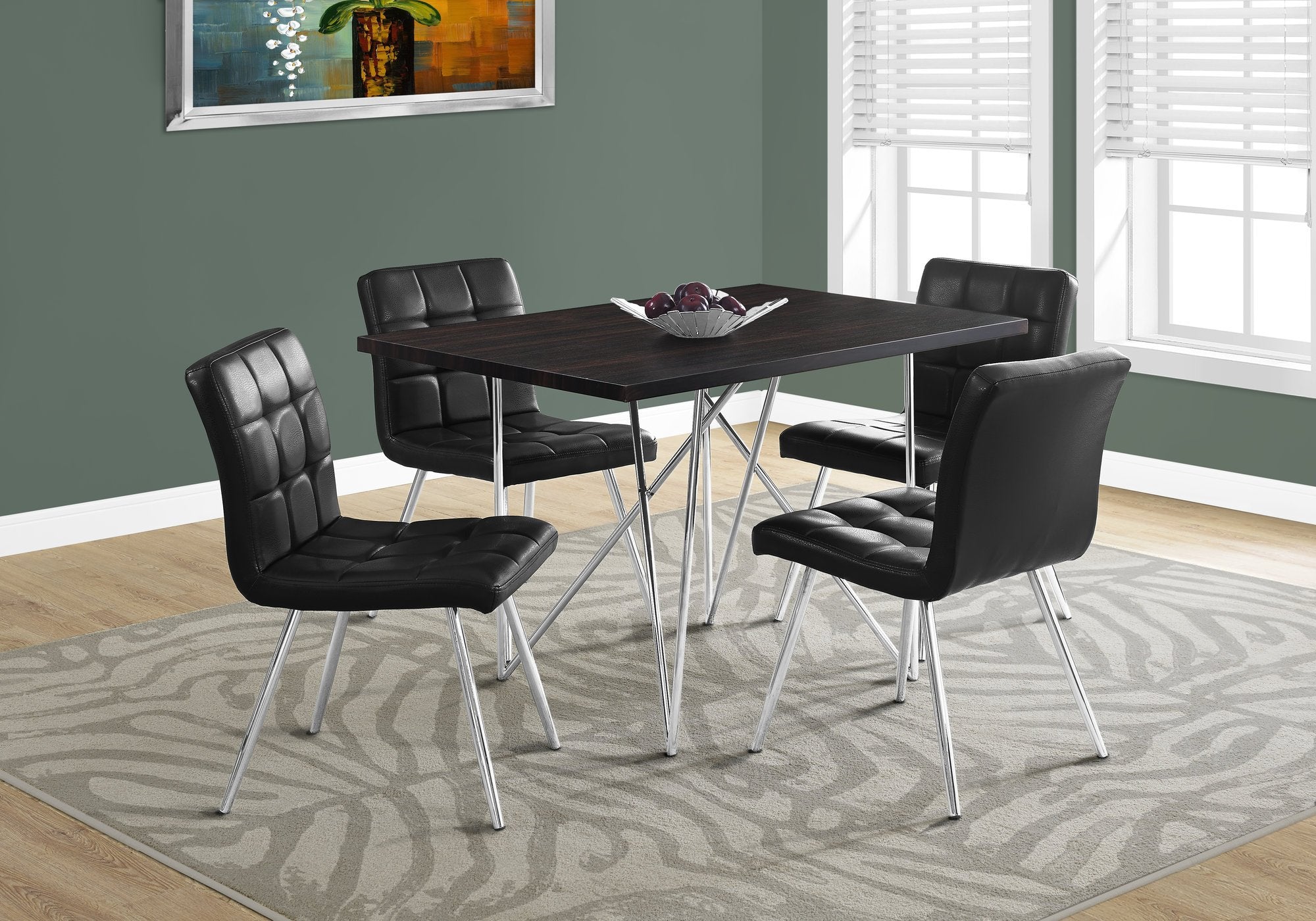 Monarch Specialties I Dining Table - 32&quot;X 48&quot; / Cappuccino/Chrome Metal