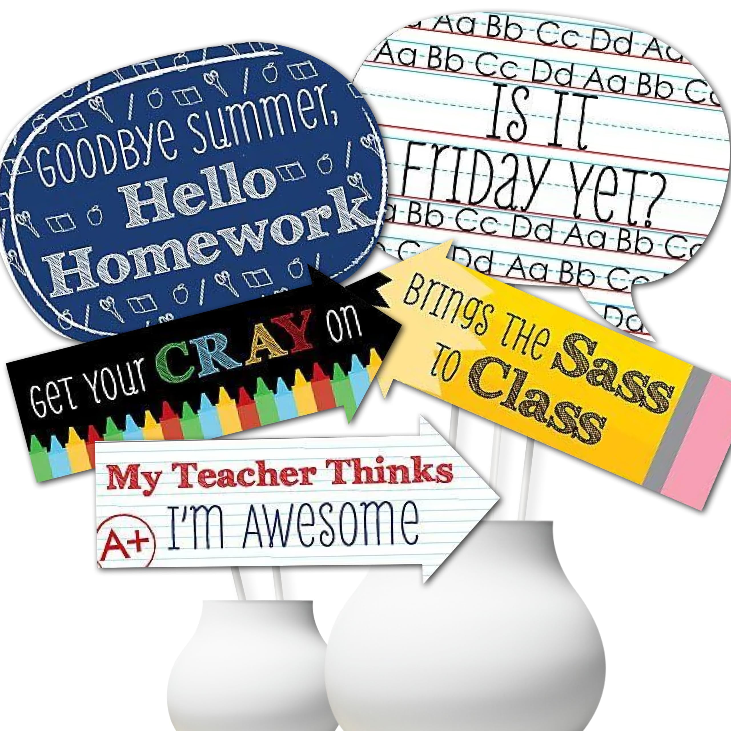 Big Dot of Happiness Funny Classic Back to School - First Day of School Decorations and Photo Booth Props Kit - 10 Piece