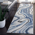 SAFAVIEH Craft Collection Runner Rug - 23 x 12, Blue & Grey, Modern Abstract Design, Non-Shedding & Easy Care, Ideal for High 