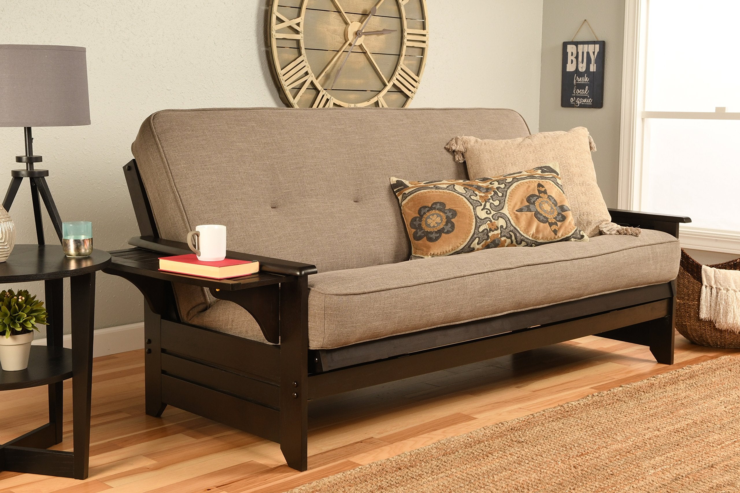Kodiak Furniture Phoenix Full Size Futon in Espresso Finish, Linen Stone