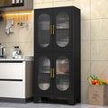 Paofin 61'' Black Pantry Storage Cabinet, Kitchen Pantry Cabinet With Acrylic Glass Doors And Shelves, Kitchen Pantry With Adjus