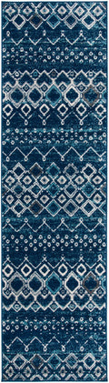 SAFAVIEH Amsterdam Collection Runner Rug - 23 x 14, Navy & Beige, Moroccan Boho Design, Non-Shedding & Easy Care, Ideal for Hi