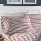 Nautica - King Sheets, Cotton Percale Bedding Set, Casual Home Decor (Coleridge Stripe Red, King)