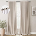 Boodii Oatmeal 120 Inch Long Blackout Curtains For Living Room Linen Blend Back Tab Neutral Modern Room Darkening Curtains Therm