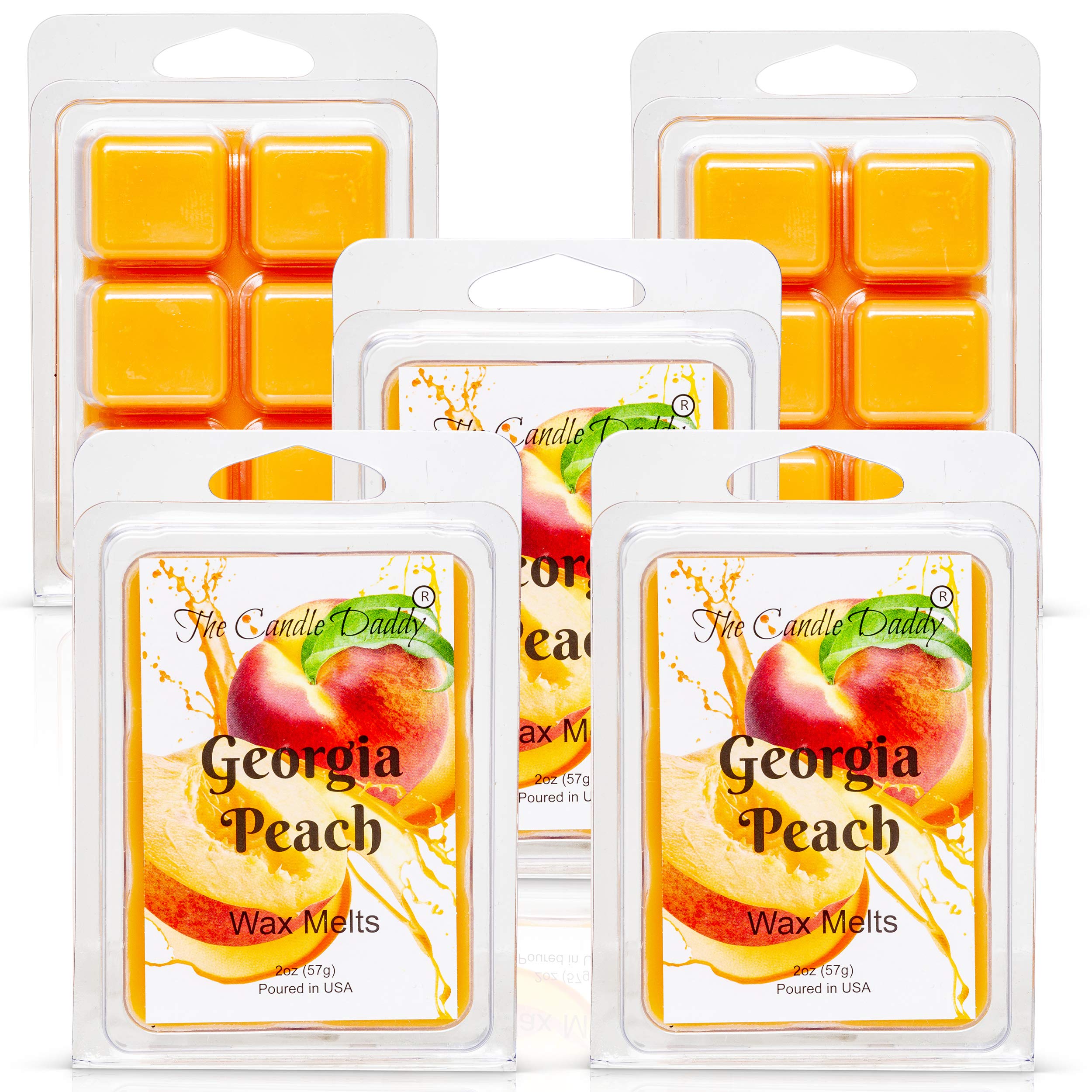 The Candle Daddy Georgia Peach - Southern Peach Fruit Scent - Maximum Scented Wax Cubes/Melts- 5 Packs -10 Ounces Total- 30 Cube