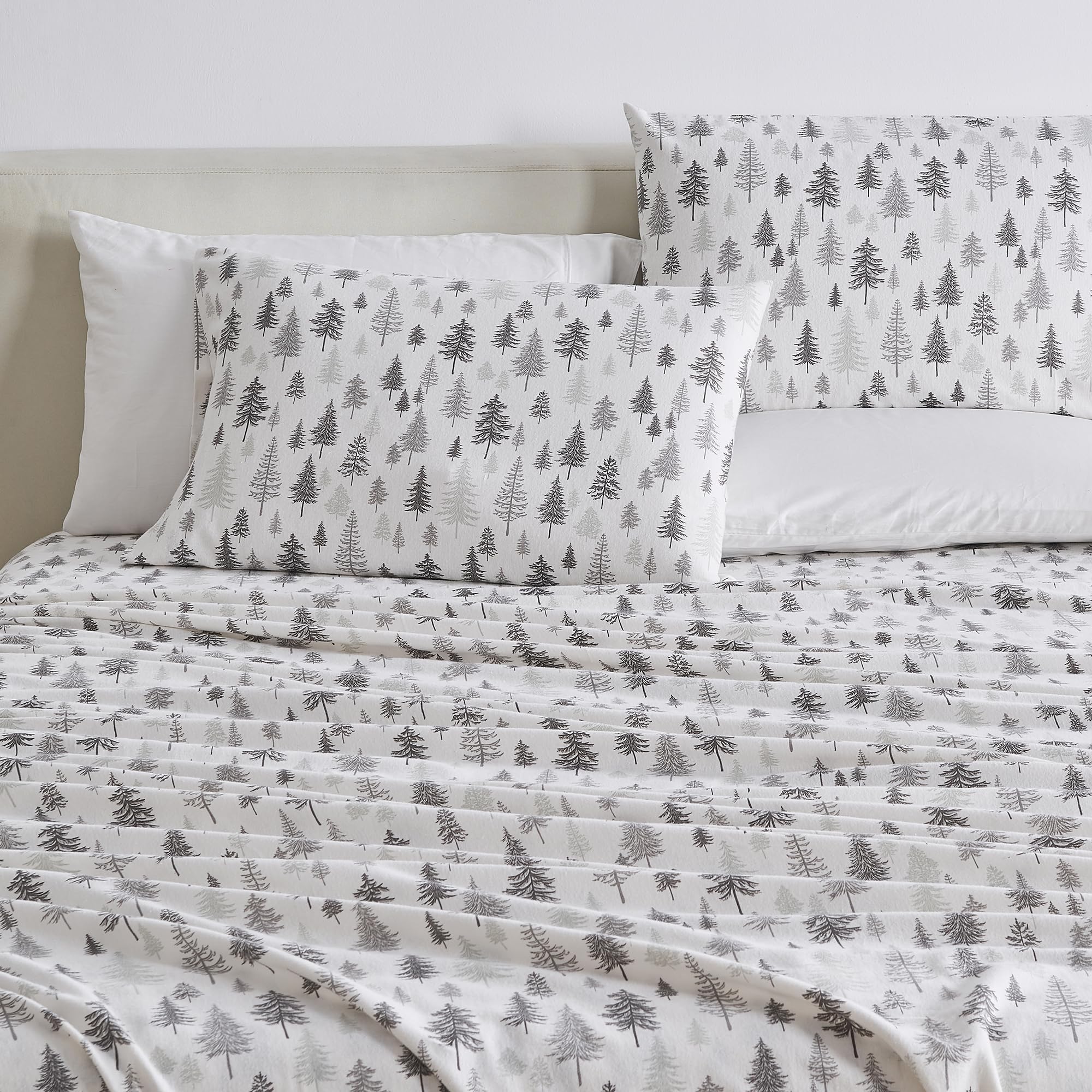 100% Turkish Cotton Twin Size Flannel Bed Sheet Set - Novelty Printed Cotton Bedding Sheets & Pillowcases - Double-Brushed Flann