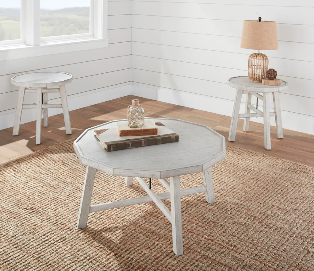 Steve Silver Solid Wood Tray Top, Timber-Beam Base, and Cross-Stretchers in Vanilla Brown Finish Cocktail Table, 36 x 36 x 18, Alabaster