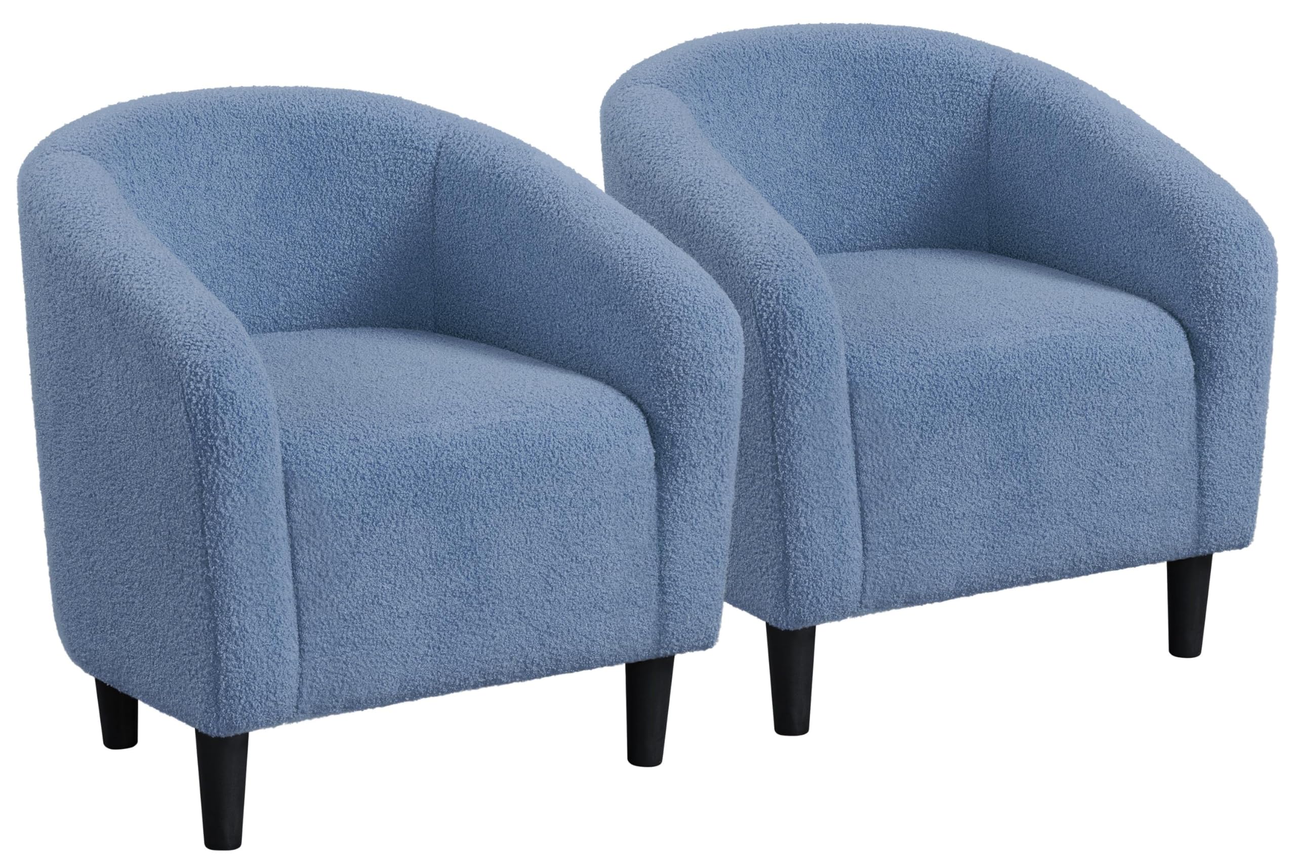 Yaheetech Barrel Chairs, Furry Accent Chairs, Sherpa Chairs with Soft Padded Armrest, Fuzzy Club Chairs for Living Room Bedroom 
