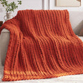 Negwoo Chunky Knit Throw Blanket, 30'*40' Knitted Throw Blankets For Bed Couch, Handmade Thick Orange Crochet Blanket Thich Bl
