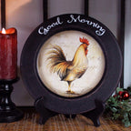 Cvhomedeco. Rooster Decorative Plate Country Distressed Round Display Wooden Plate Home D  Cor Art, 11-1/4 Inch
