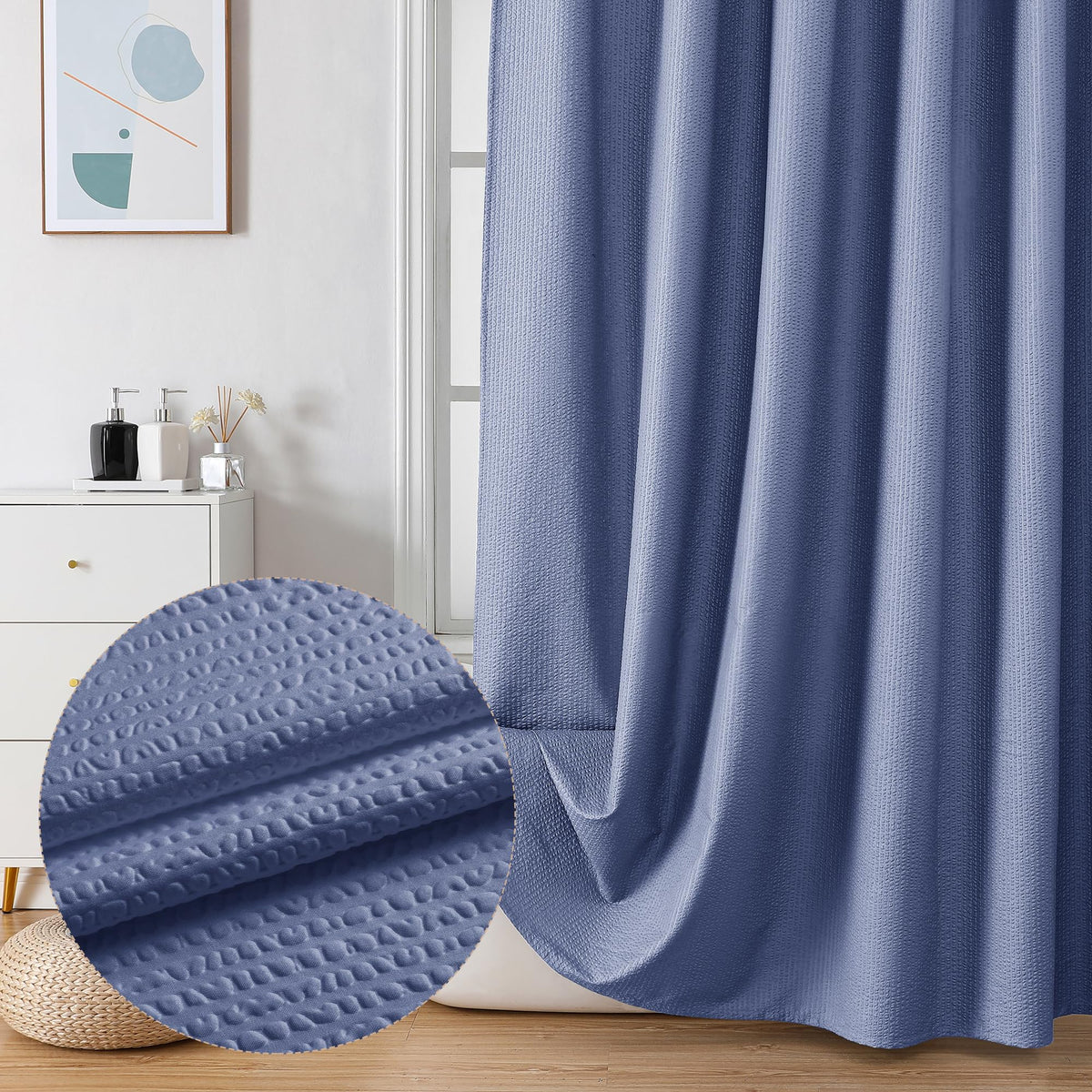 OVZME Berry Extra Long Shower Curtain Set 96 Inch Long, 3D Embossed Texture Fabric Bathroom Shower Curtain, Large Hotel Bath Cur