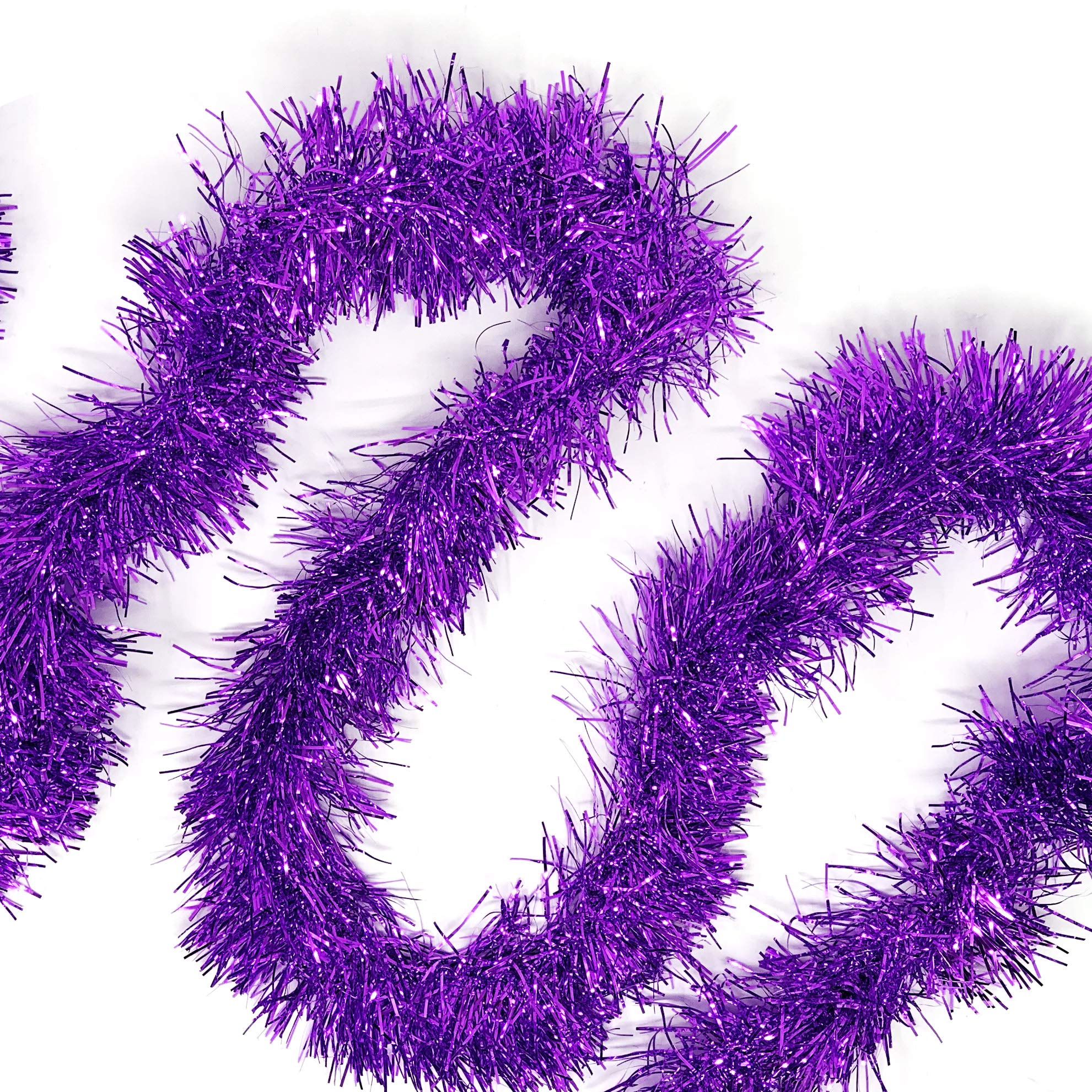 Allgala Purple Tinsel Garland, 50 Feet Christmas Metallic Foil Tinsel Garland Decoration for Holiday Tree Walll Rail Home Office