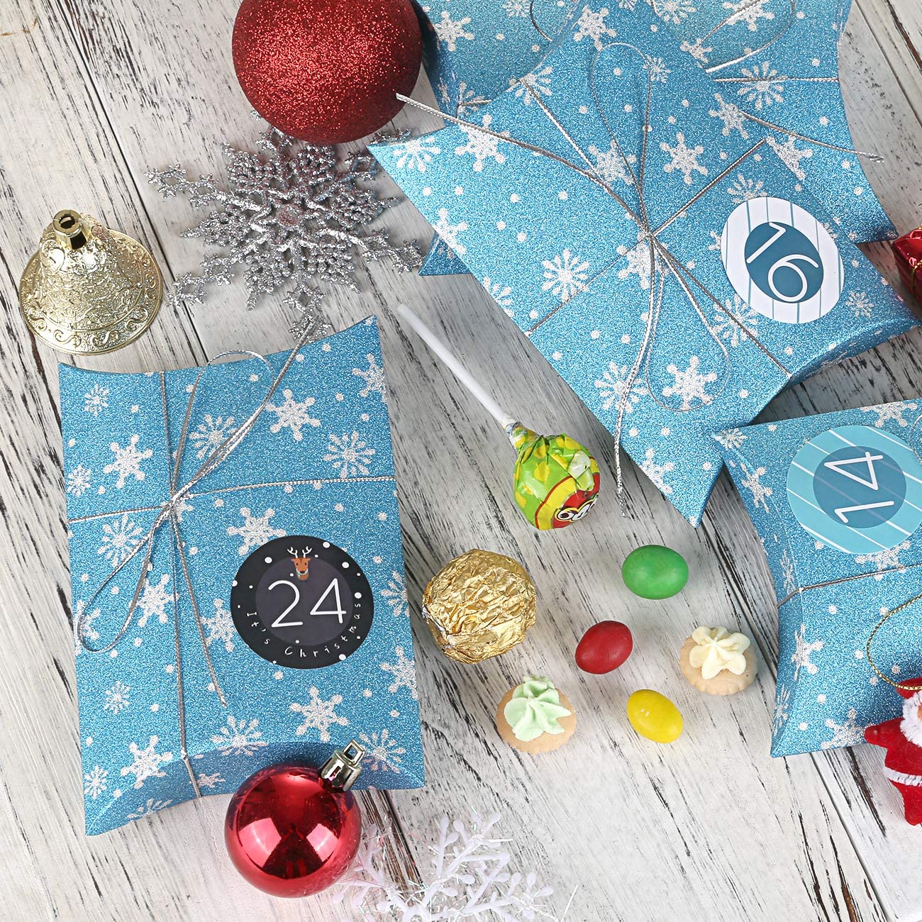 Naler Christmas Advent Calendar 2024, Christmas Countdown Gift Boxes To Fill Snowflake Treat Boxes Goodie Boxes With 1 To 24 Cou