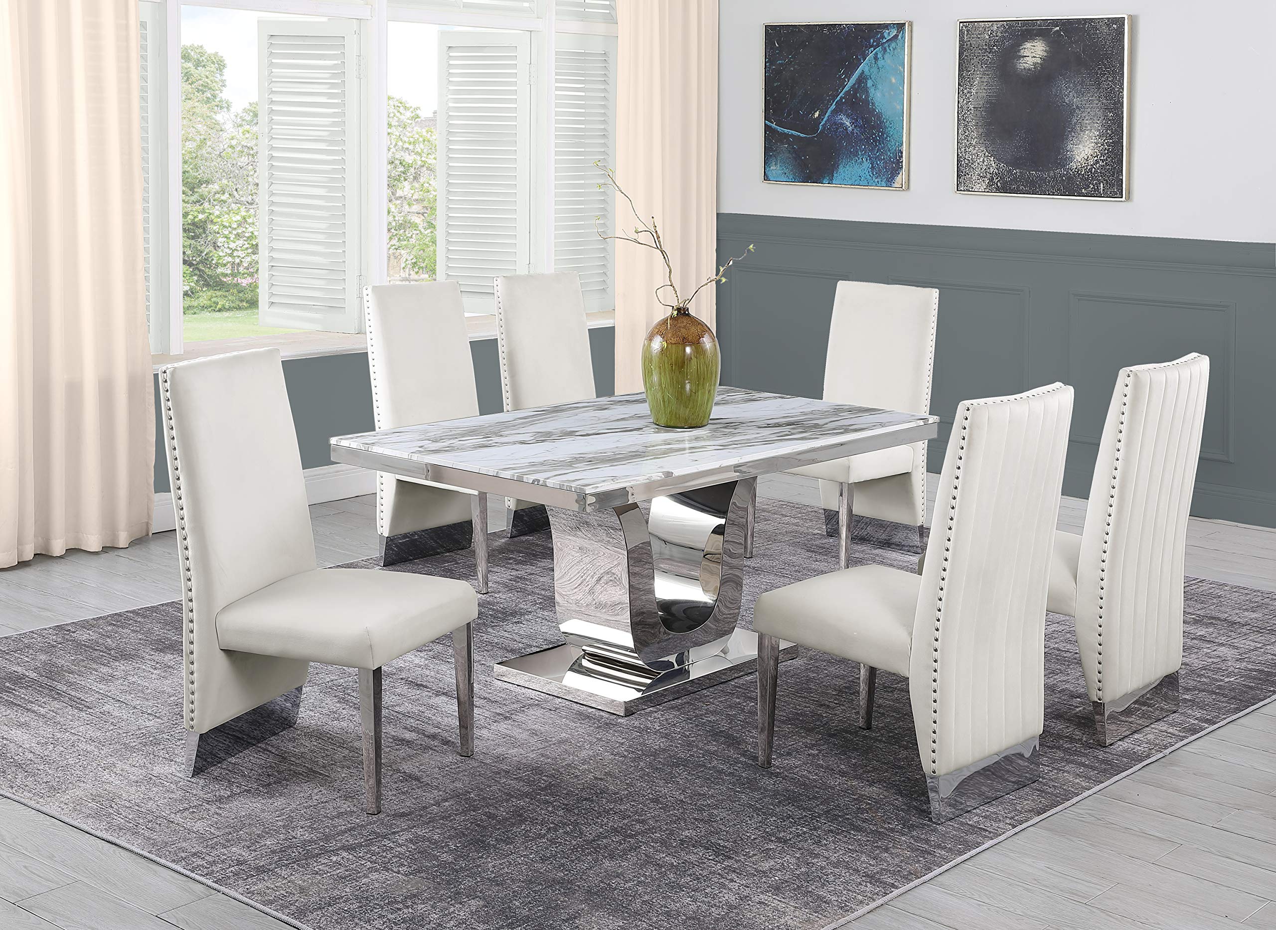 Furniture D14-6Sc167 Dining Set, Beige