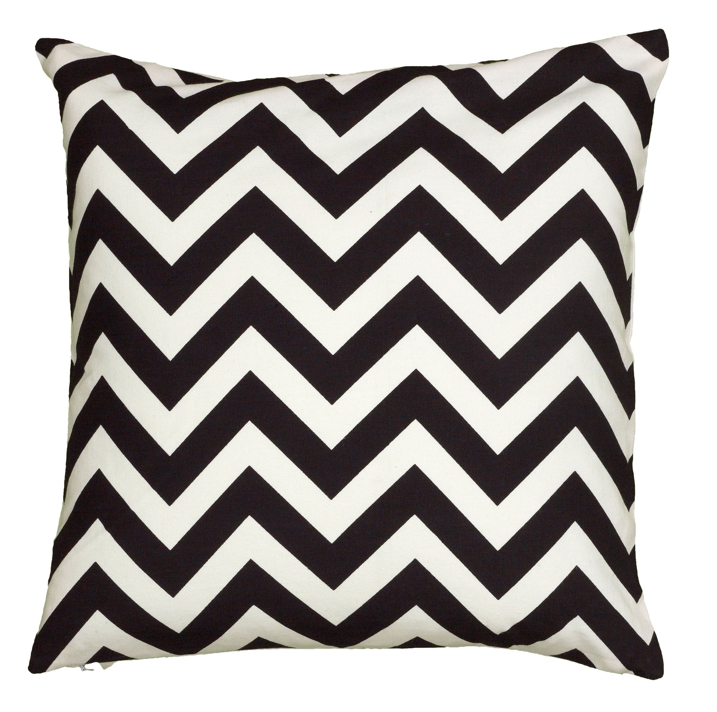 Rizzy Home | T06159 | Poly Fill Decorative Pillow | 18"X18" Black/White/Neutral Chevron