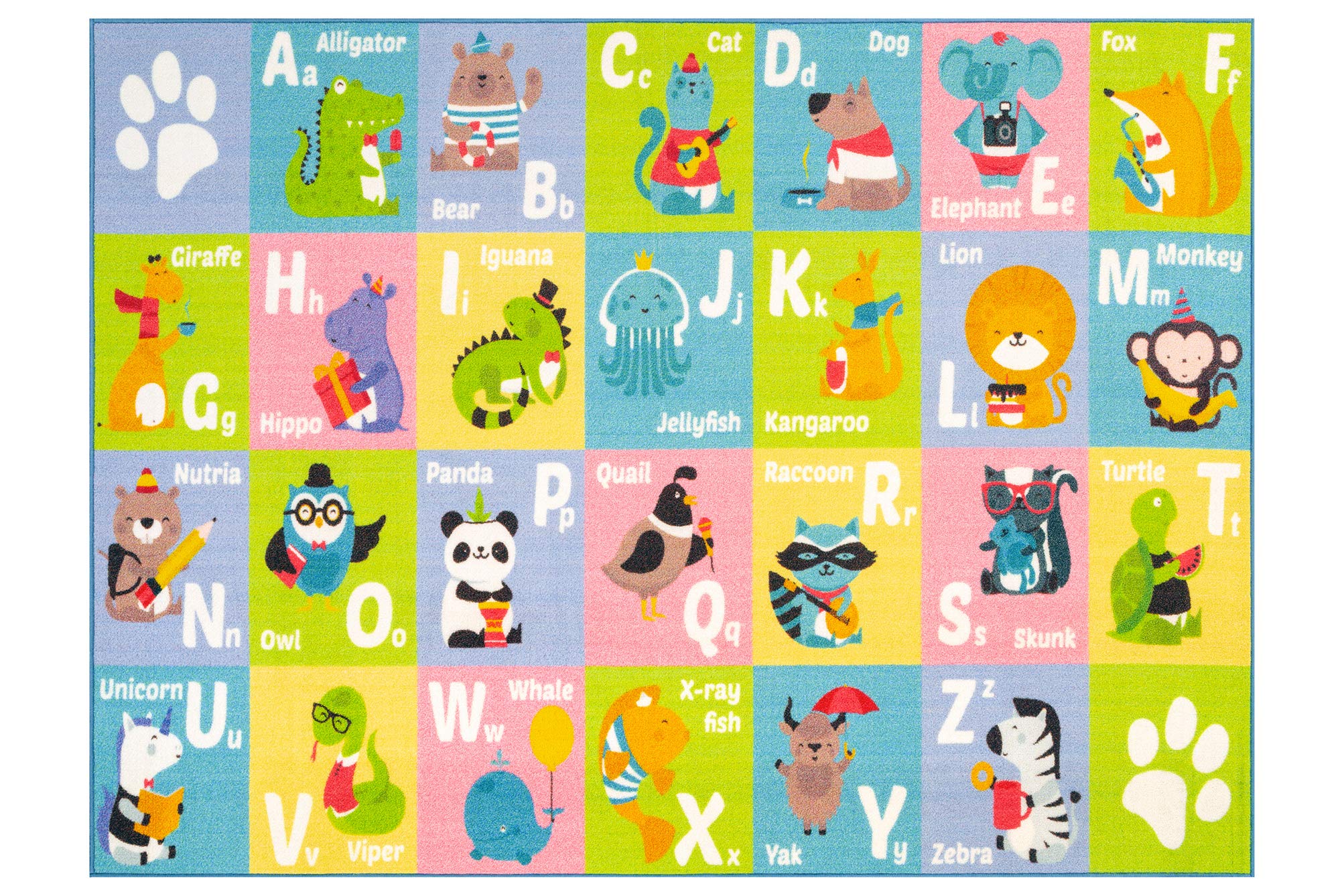 Kc Cubs Abc Alphabet Animal Educational Learning & Fun Game Play Area Non Slip Boy & Girl Kids Rug Carpet For Children Bedroom,