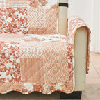 Great Bay Home Reversible Patchwork Chair Cover - Washable Slipcover Furniture Protector With Elastic Straps - Chair Cover For Dogs, Kids, And Pets - Box-Stitched Detail (Chair, Dusty Rose)