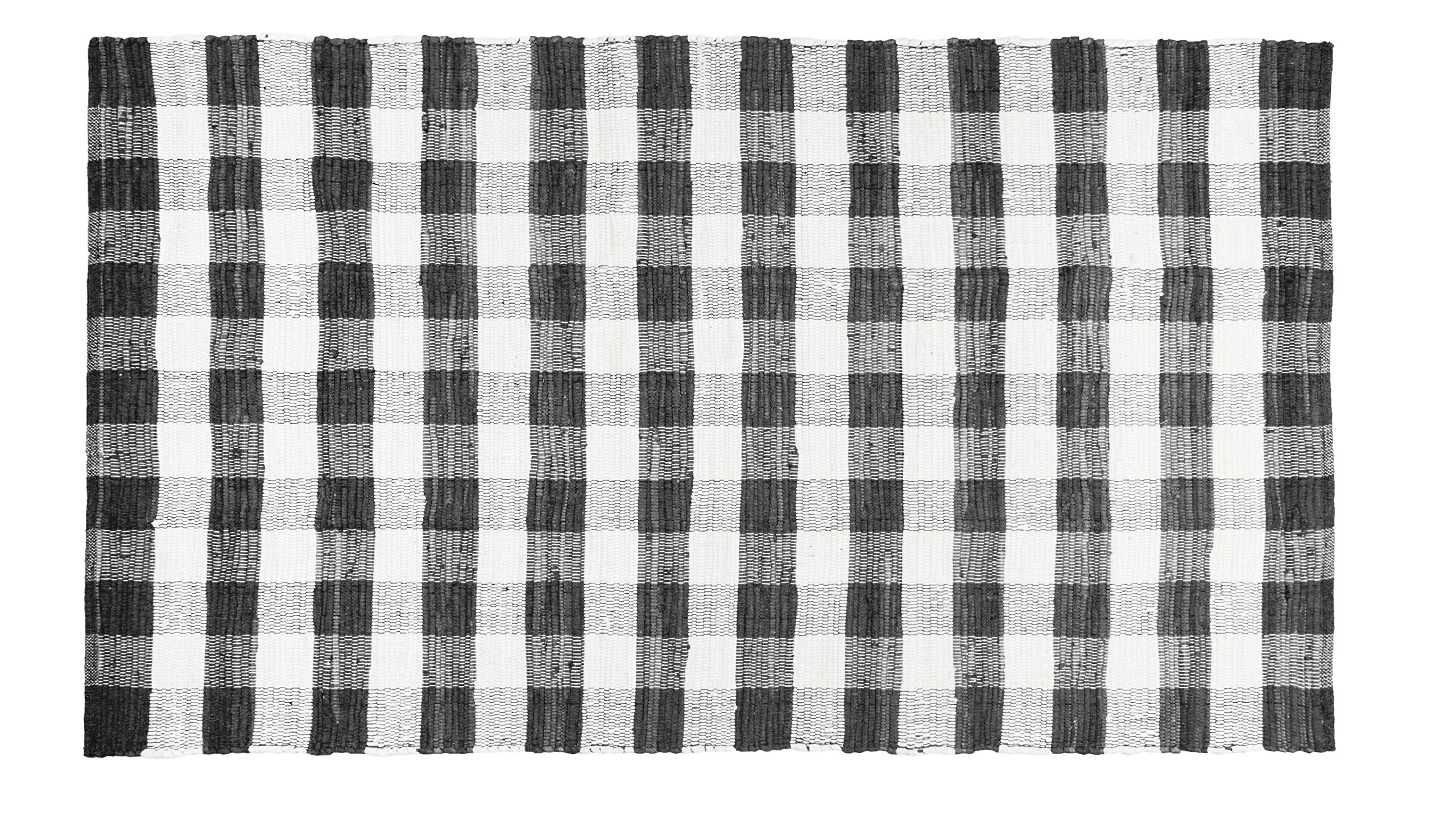 GLAMBURG Cotton Reversible Area Rug 3 x 5 Farmhouse Floor Mat, Handwoven Washable Carpet Checkered Plaid Rug for Front Porch L