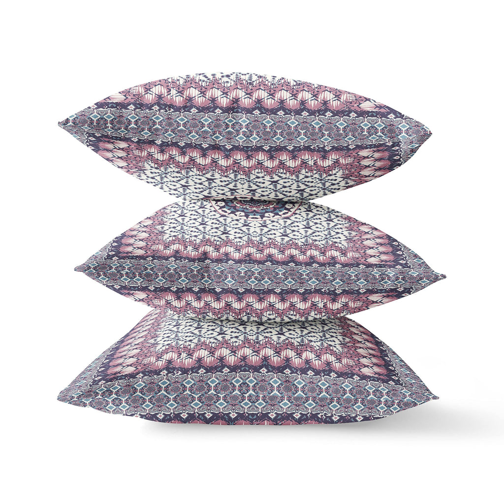 HomeRoots Gray Orange 20â€ Pink Gray Holy Floral Zippered Suede Throw Pillow