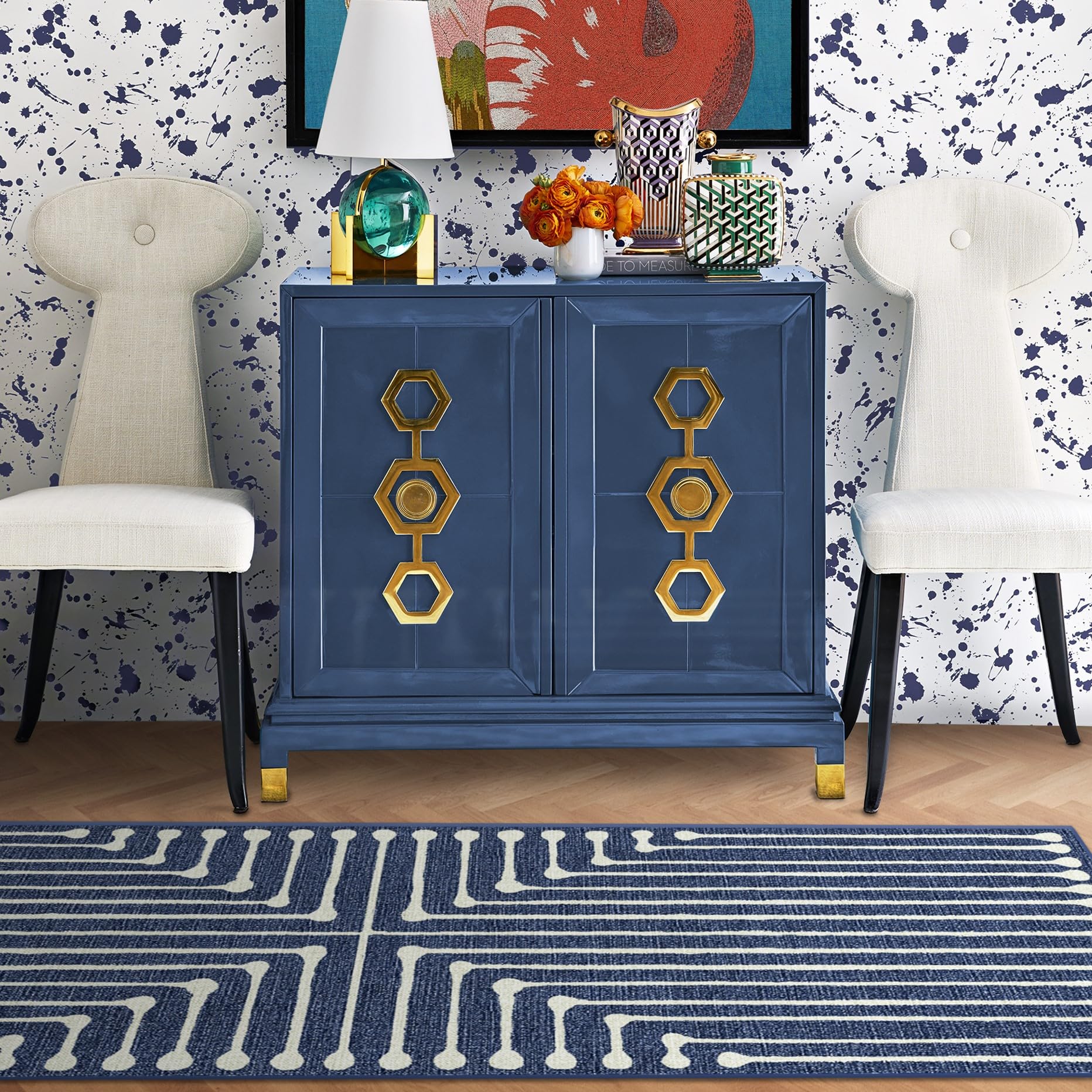 RUGGABLE x Jonathan Adler Washable Runner Rug - Runners for Hallways, Bedrooms, Entryway, Living Rooms & Kitchens- Stain & Water