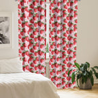 Ambesonne Fruit Window Curtains Pack Of 2, Delicious Big Strawberries On Pink Background Tasty Juicy Ripe Summer Fruits, Lightwe