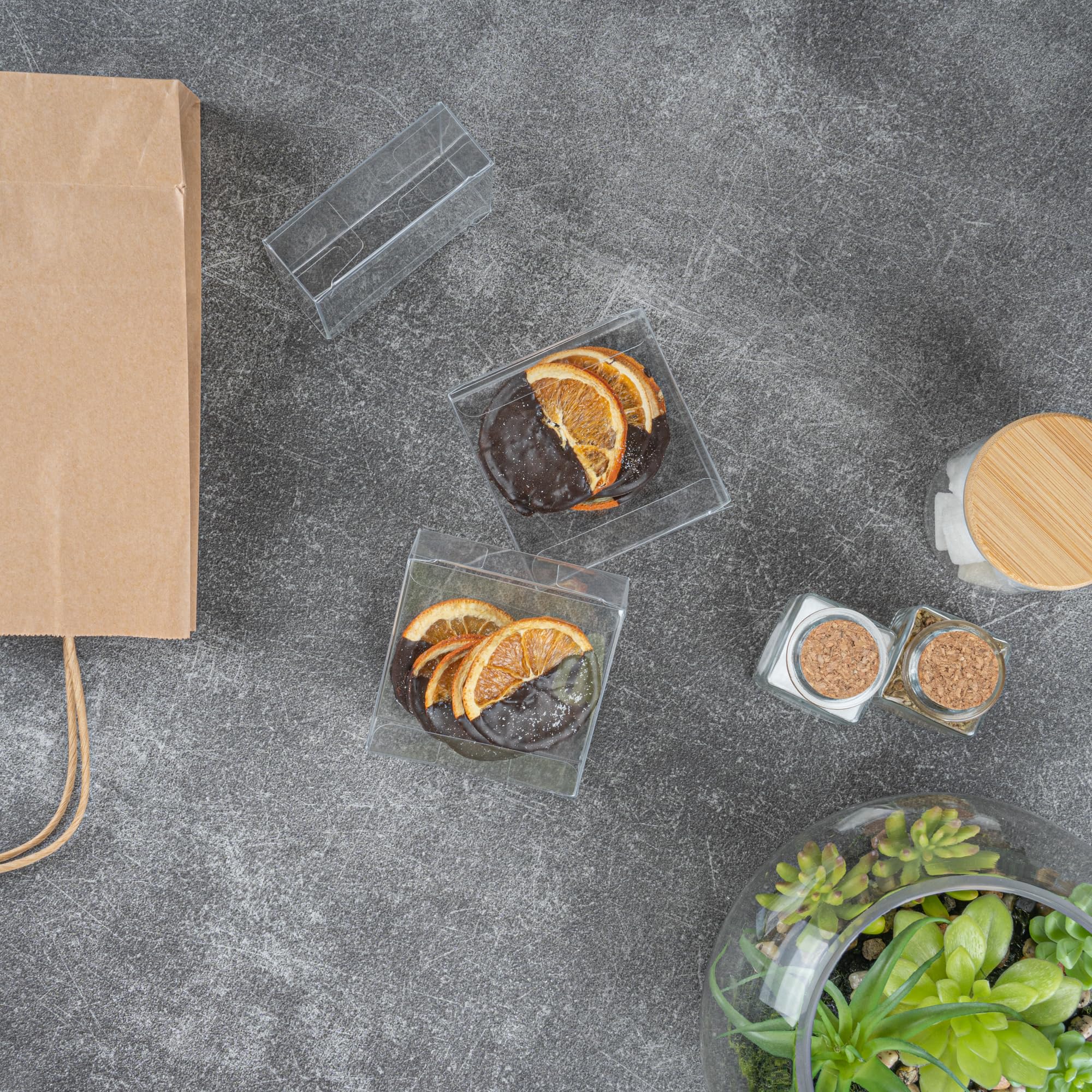 Restaurantware Sweet Vision 3.3X1.2 Inch Wedding Favor Boxes,100 Square Transparent Candy Boxes-For Weddings,Baby Showers,Birthd