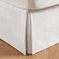 Miye Pleated Waffle Weave Bed Skirt, Tailored Dust Ruffle 14 Inch Drop Easy Fit, Machine Washable (White, Queen - 14'' Drop)