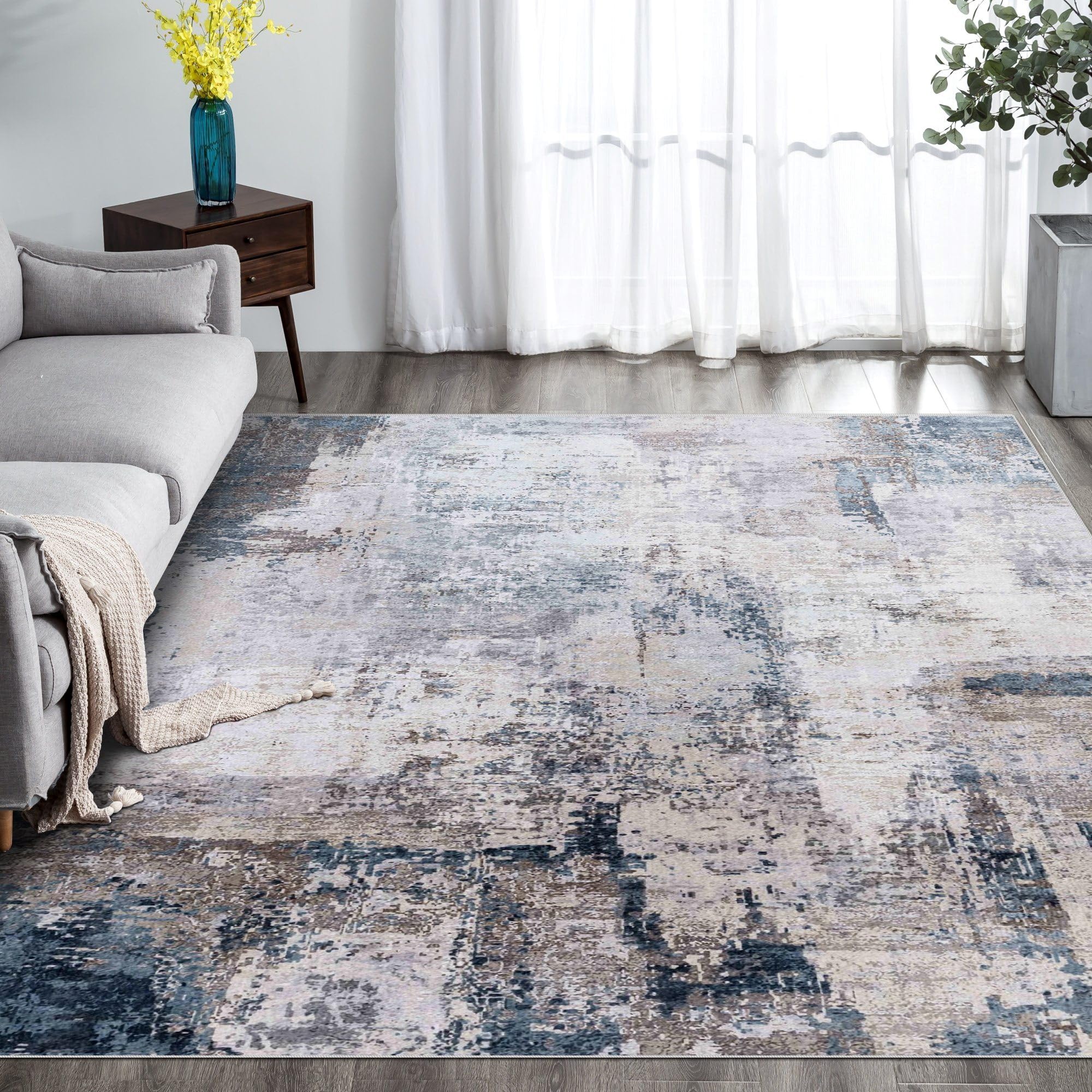 vivorug Washable Rug, Ultra Soft Area Rug 6x9, Non Slip Abstract Rug Foldable, Stain Resistant Rugs for Living Room Bedroom, Mod