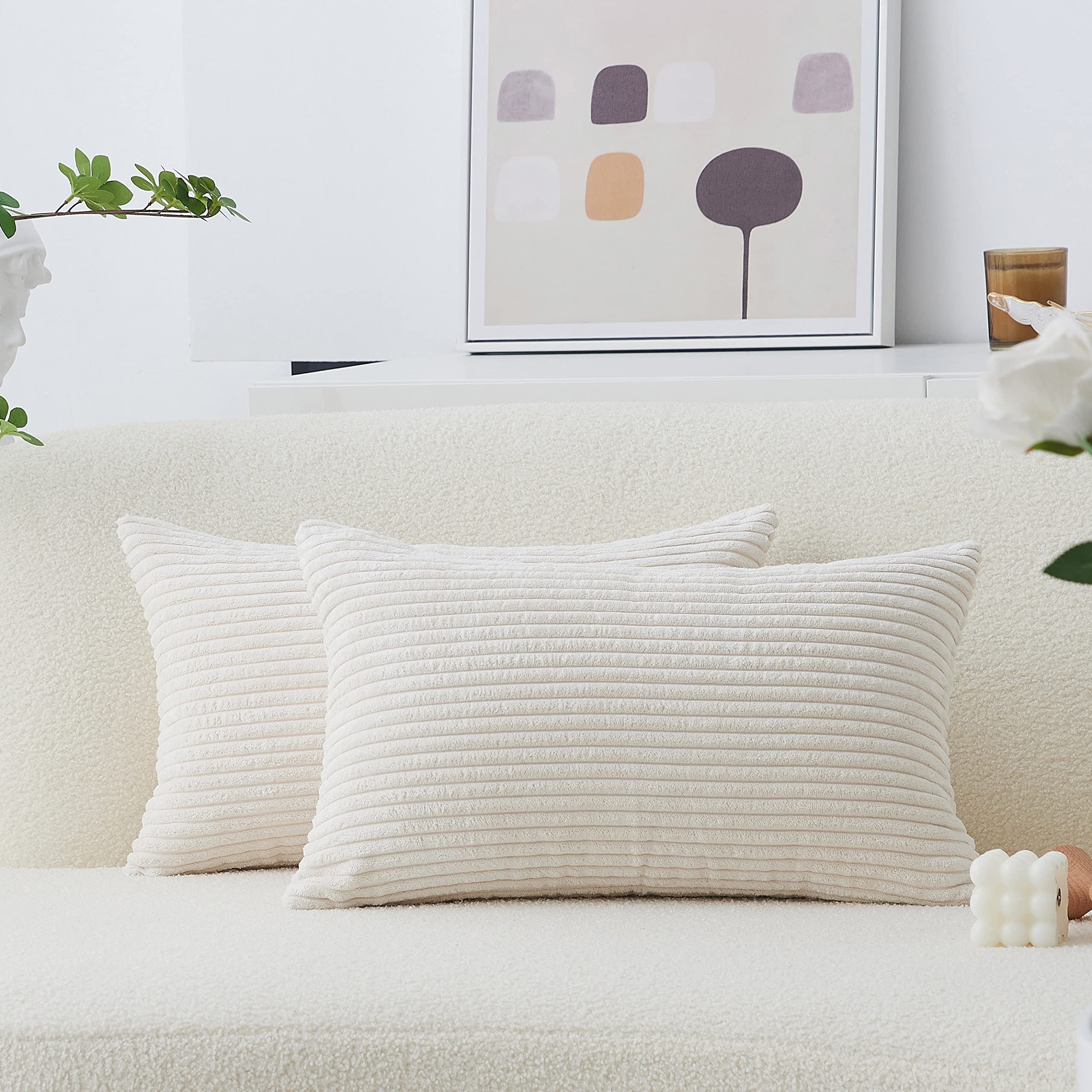 Home Brilliant Rectangle Throw Pillow Covers 12X20 Set Of 2 Solid Striped Velvet Oblong Throw Pillow Case For Couch Chair Baby T