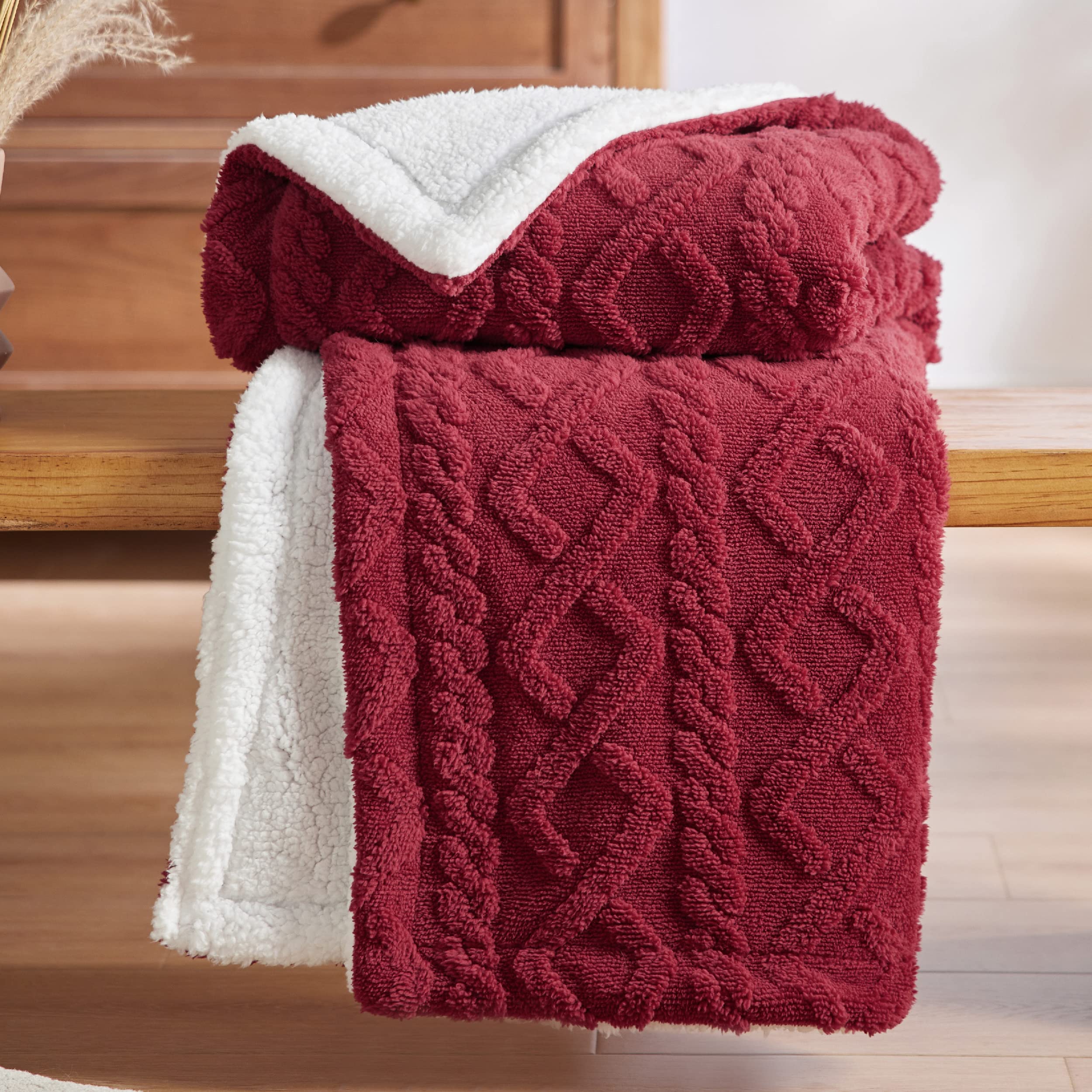 Bedsure Sherpa Blanket Twin Size - Twin Blanket Fuzzy Soft Cozy Throw For Couch, Red Christmas Blanket, Thick Warm Throw Blanket