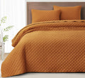 Chezmoi Collection Teo 3-Piece Spice King Size Quilt Set - Diamond Stitch Stone-Washed Super Soft Microfiber Lightweight Quilted