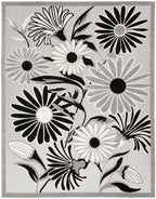 Nourison Aloha Indoor/Outdoor Black White 9' X 12' Area Rug, Easy Cleaning, Non Shedding, Bed Room, Living Room, Dining Room, Kitchen (9X12)