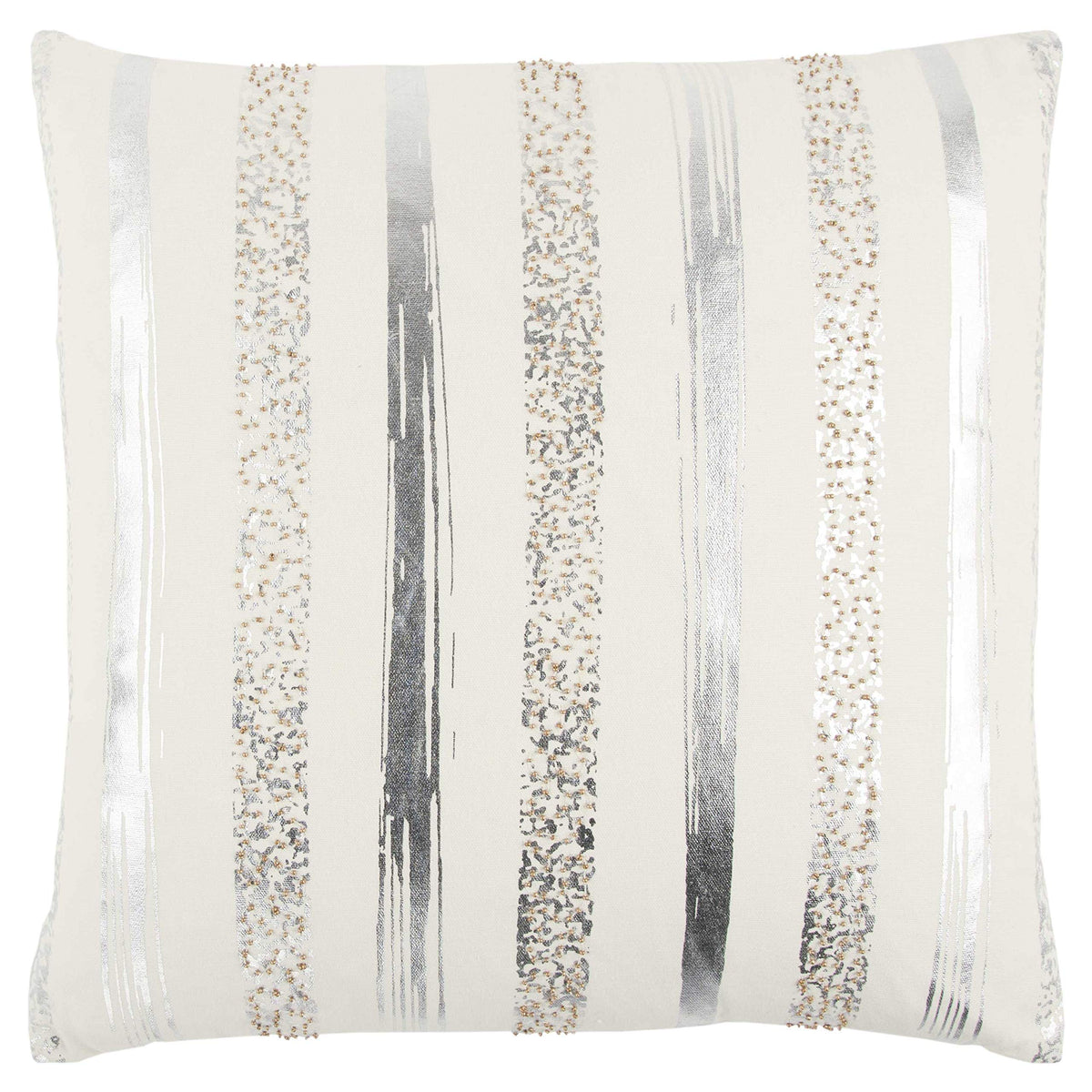 Rizzy Home T13304 Decorative Pillow, 20&quot;X20&quot;, Silver/White