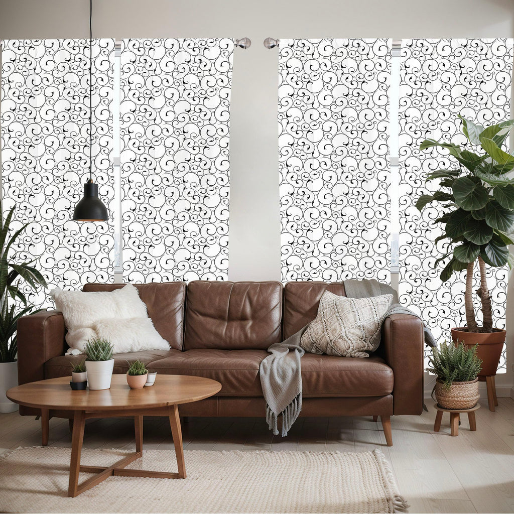 Ambesonne Black And White Window Curtains Pack Of 2, Vintage Swirls Pattern With Monochrome Ornamental Old-Fashioned Design, Lig