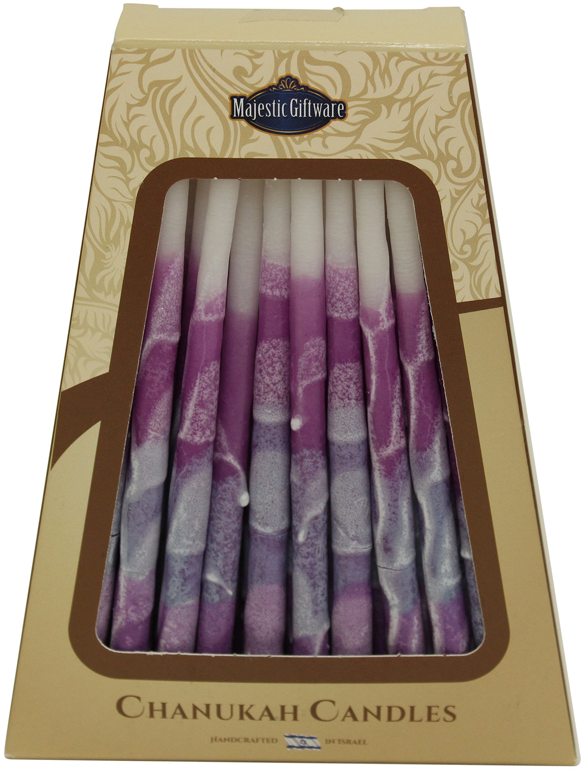 Majestic Giftware 45-Pack Safed Handcrafted Hanukkah Candles, 6 Inch, Purple/White (CP32)