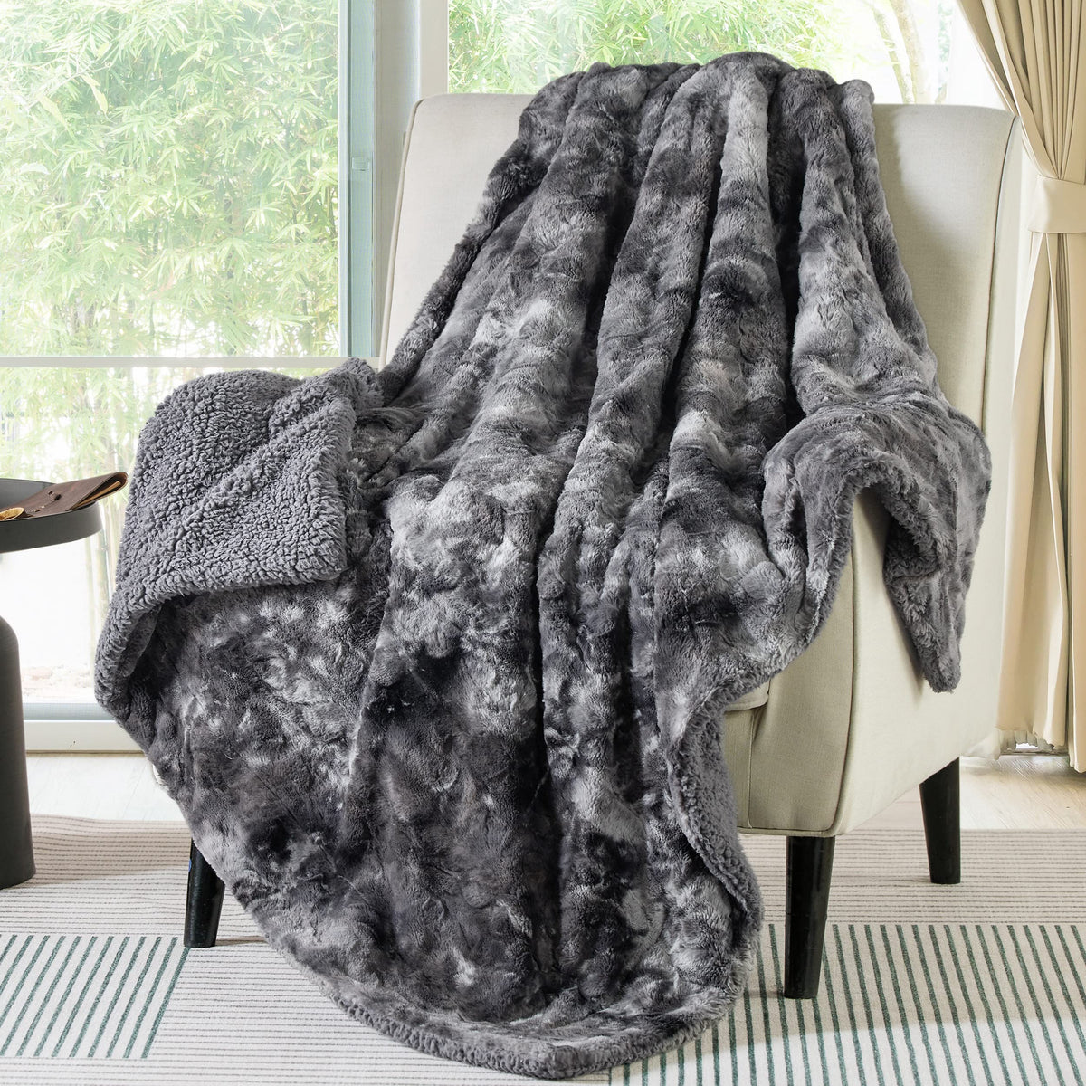 Bedsure Fuzzy Blanket Twin Size - Grey, Soft And Comfy Sherpa, Plush And Furry Faux Fur, Reversible Twin Blankets For Couch, Sof