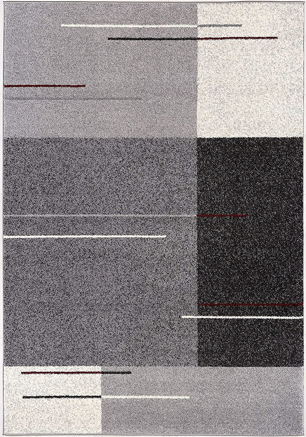 HomeRoots Grey 100% Twisted Polyester 5â€ x 8â€ Gray Modern Geometric Area Rug
