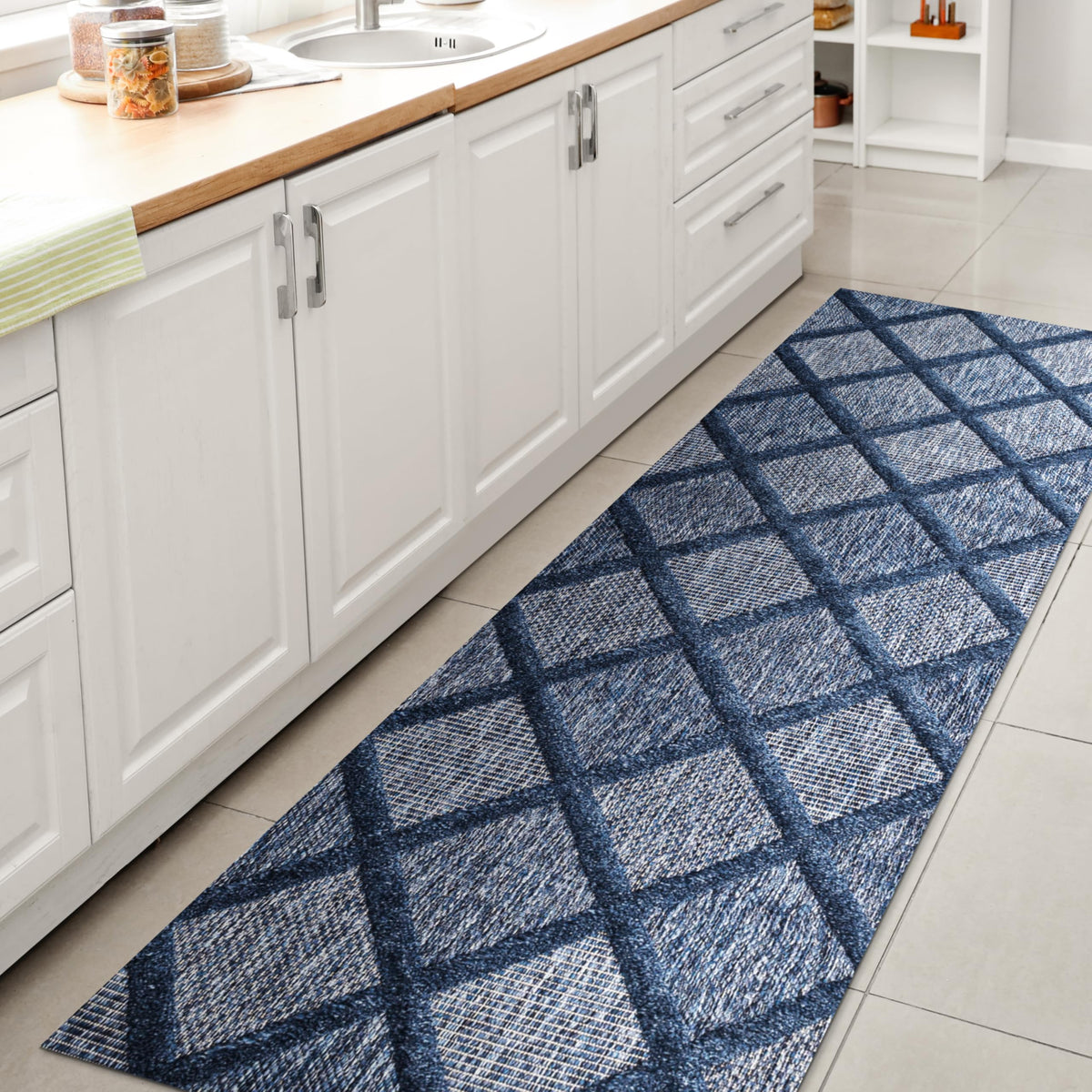 Jonathan Y Ibz101B-28 Salines Diamond Trellis Indoor Outdoor Area Rug Bohemian Geometric Easy Cleaning Bedroom Kitchen Backyard