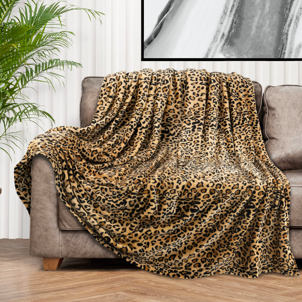 Pavilia Cheetah Fleece Throw Blanket | Cheetah Leopard Animal Print Flannel Blanket For Twin Bed | Soft Velvet Lightweight Micro